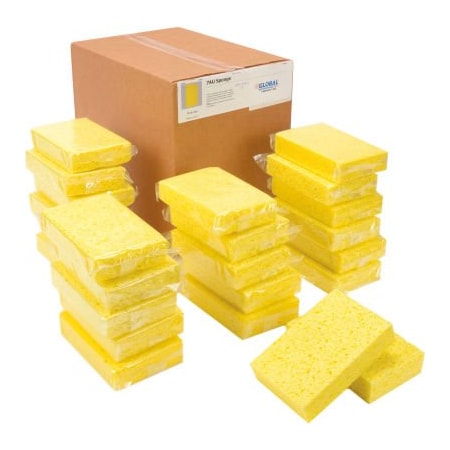 Americo Global Industrial Cellulose Sponge Yellow 4.25in x 6.25in - Case of 24 Sponges 670332